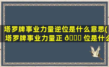塔罗牌事业力量逆位是什么意思(塔罗牌事业力量正 🍁 位是什么意思)
